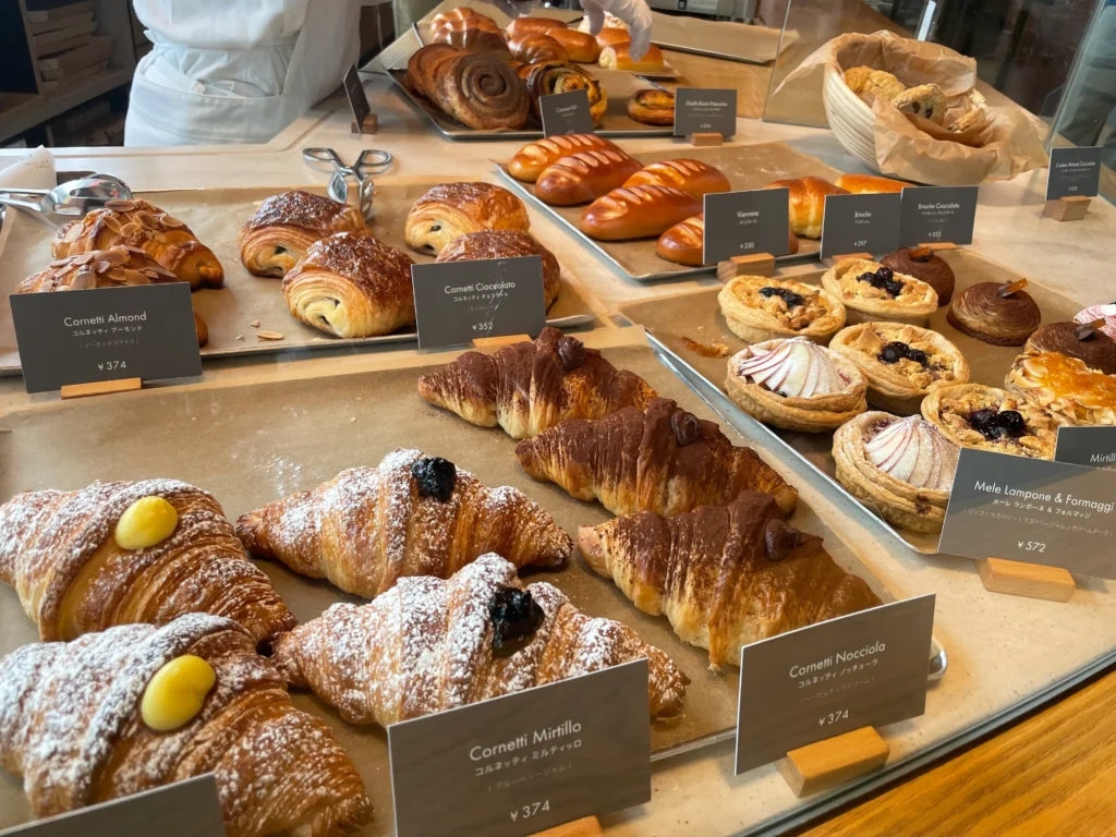 Freshly baked Italian pastries at the Princi Bakery inside the Starbucks Reserve Roastery Tokyo.