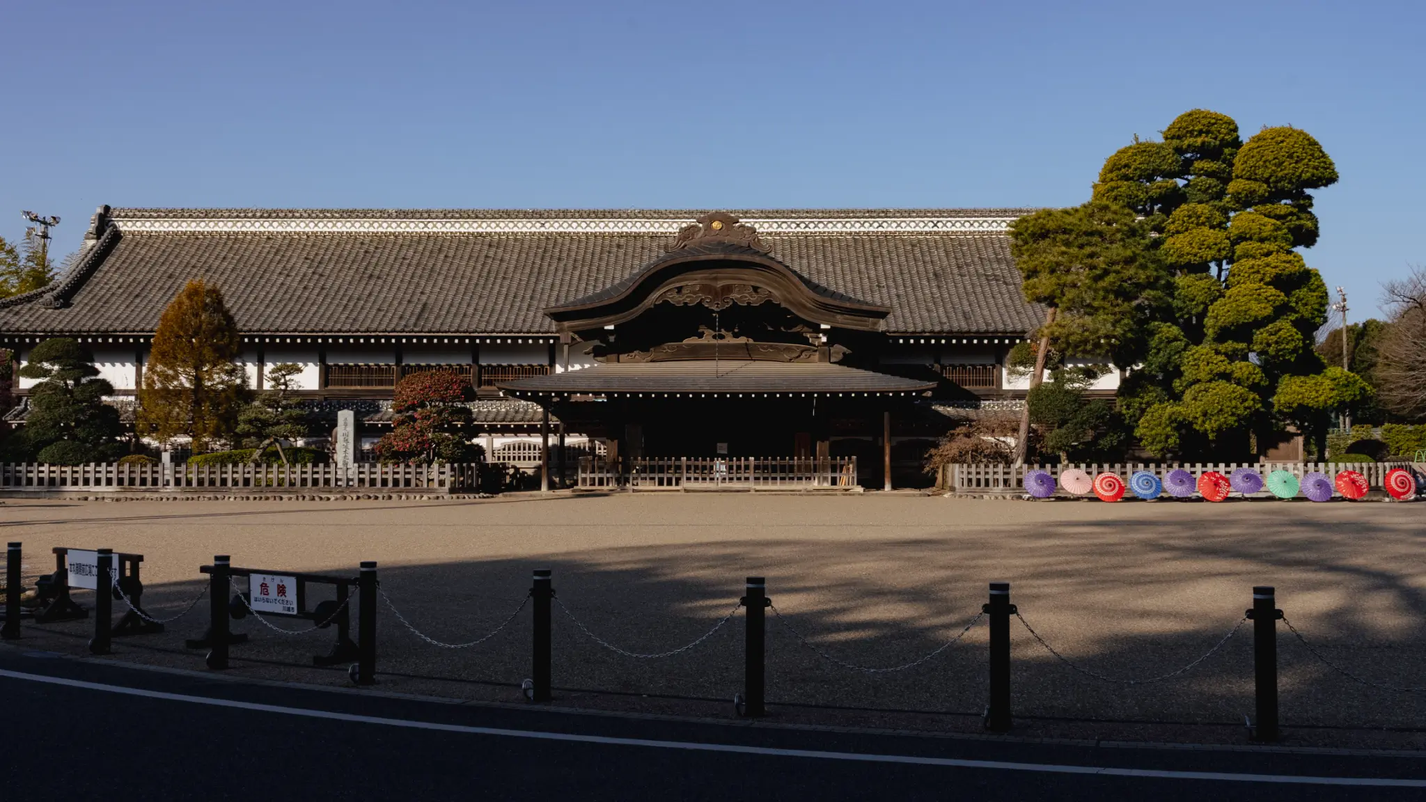The impressive entrance of Kawagoe Castle Honmaru Goten, the last remaining palace building of its kind in eastern Japan.