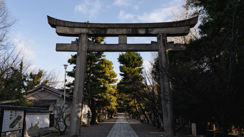 A view of the shrine's approach, inviting visitors into its historic grounds.