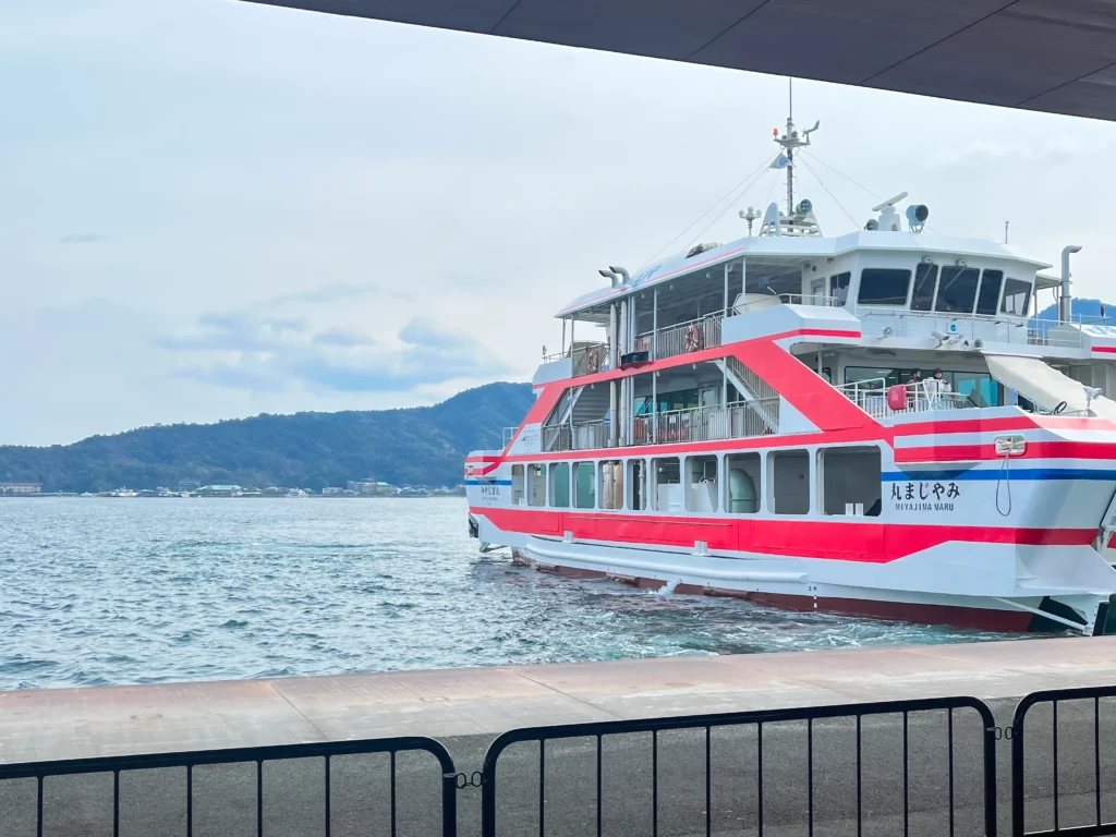 JR Miyajima Ferry crossing the Seto Inland Sea with Miyajima Island in the background