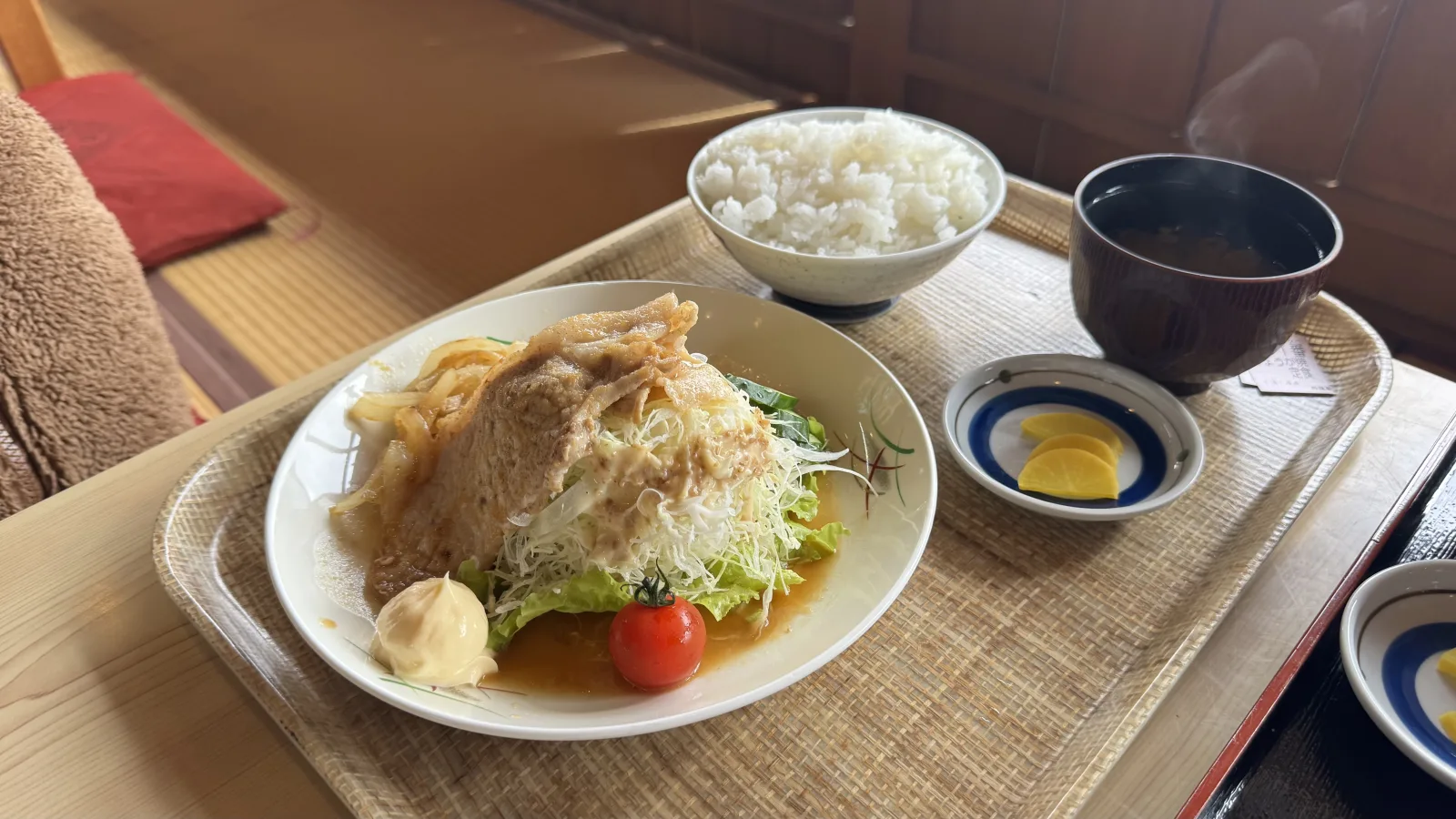Shogayaki teishoku ginger pork set meal at Hanaan