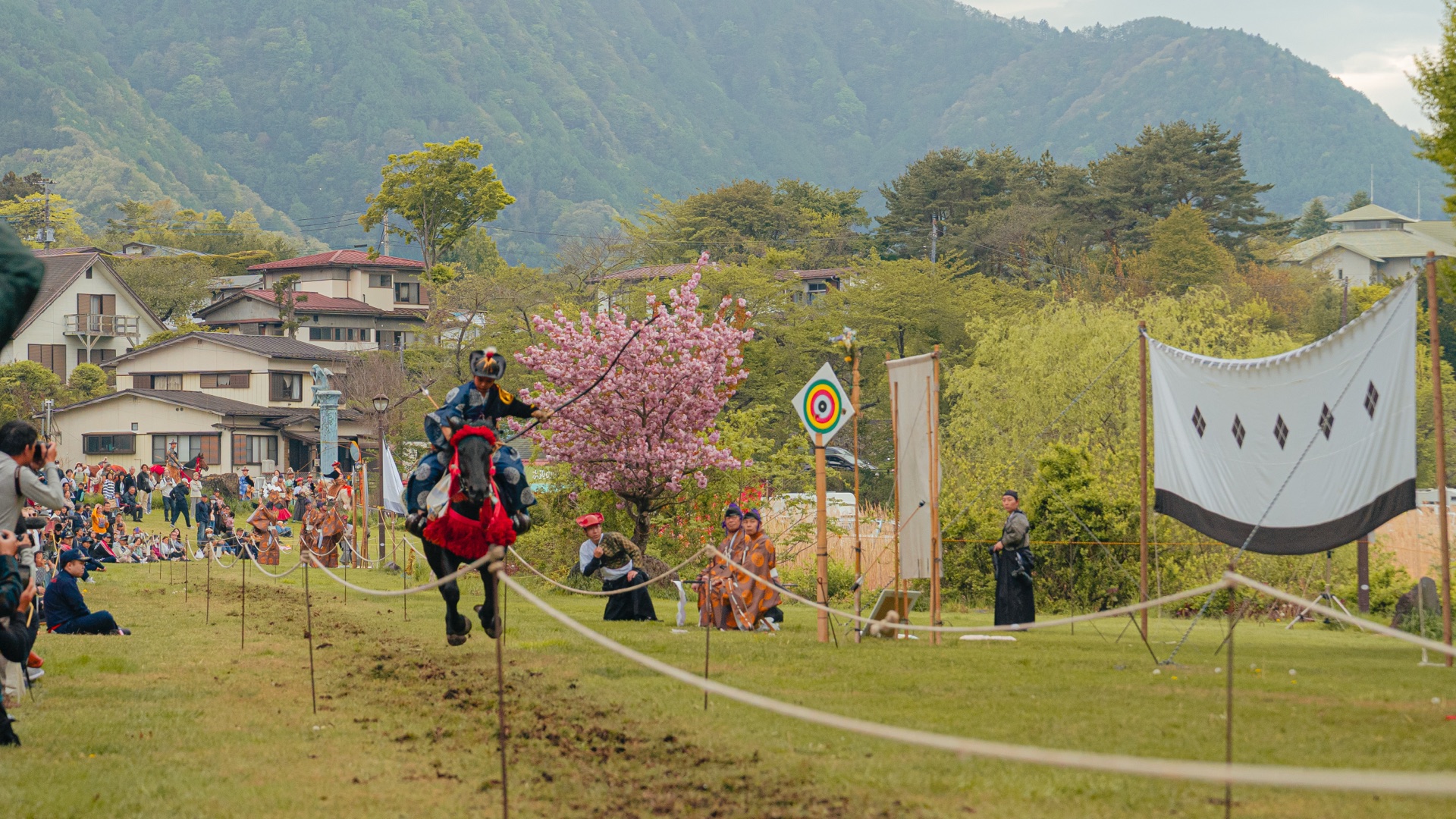 Yabusame archer passing the target at release