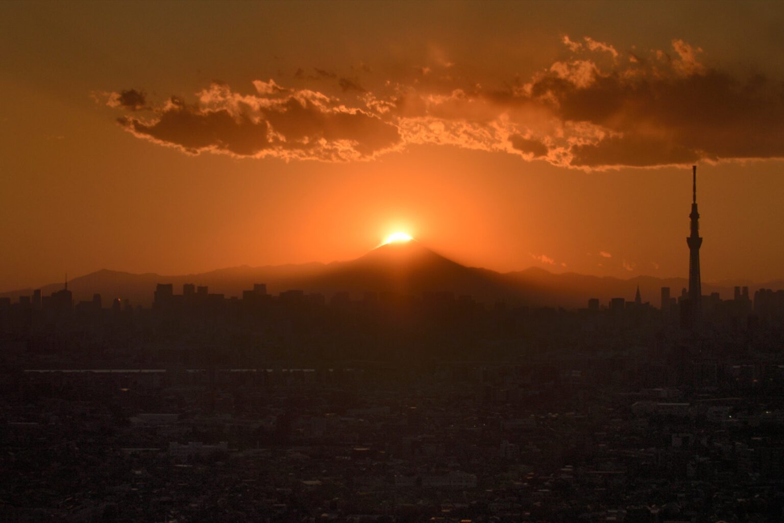 Diamond fuji tokyo skytree cityscape