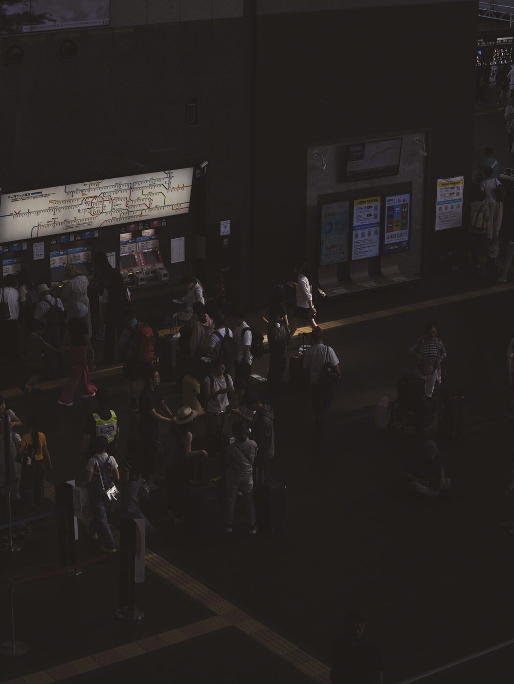 JR Kyoto Station ticket machines with the West Japan fare map above