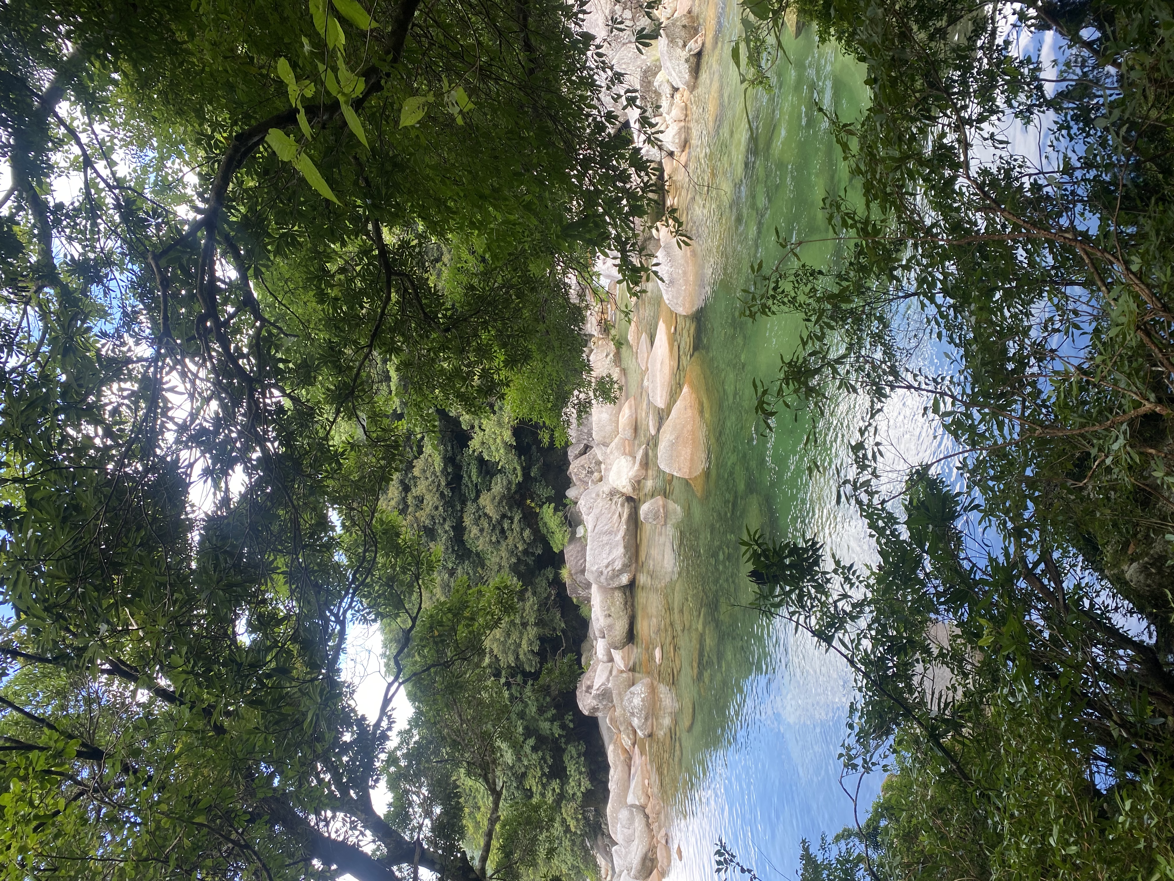 Yokogawa Valley smooth granite rocks and emerald stream pools in summer