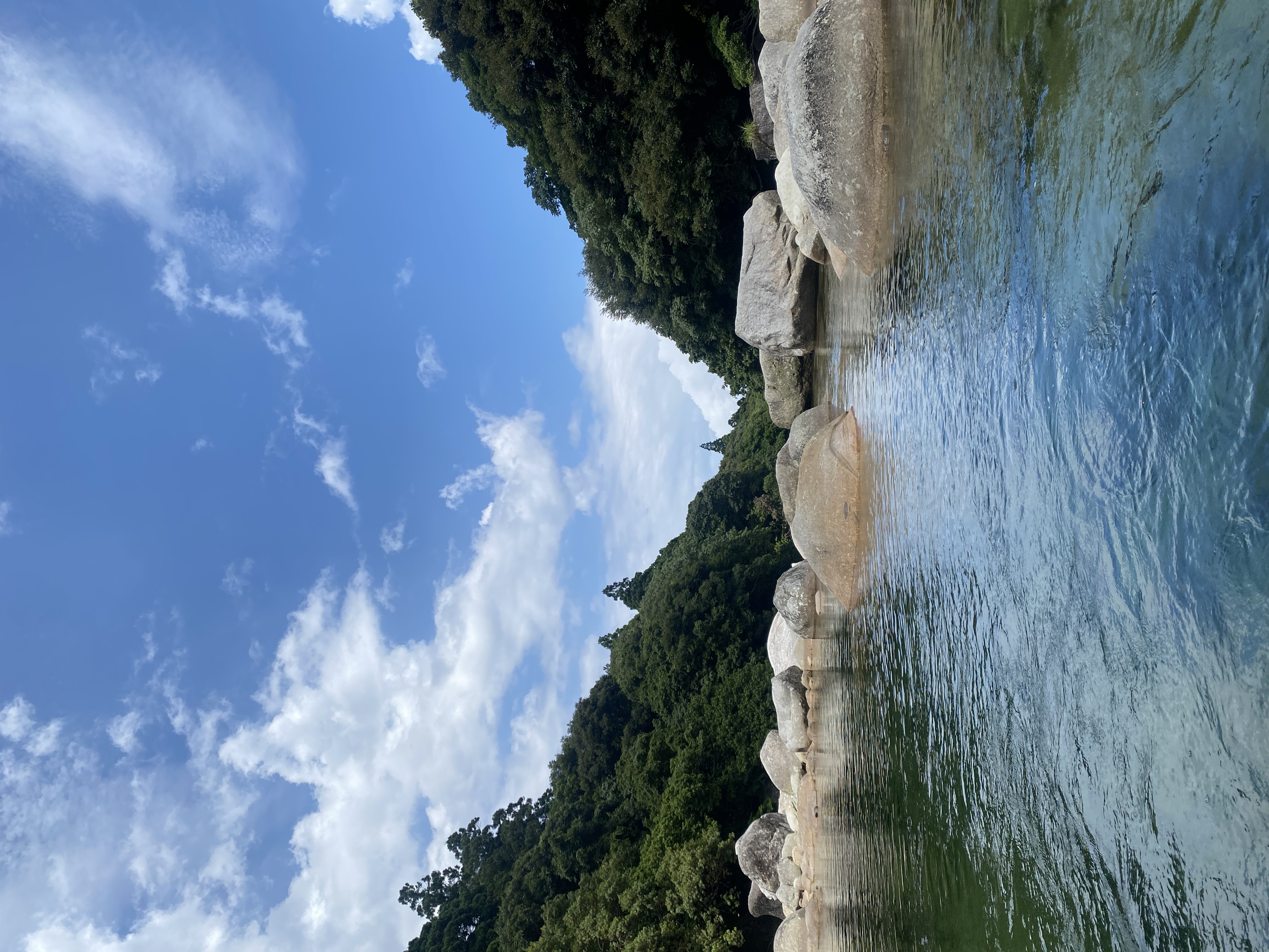 Large boulders in the Yokogawa river surrounded by Yakushima forest