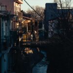 Mt Fuji rising behind the Honcho-dori shopping street in Fujiyoshida, the Kawaguchiko side of Mt Fuji