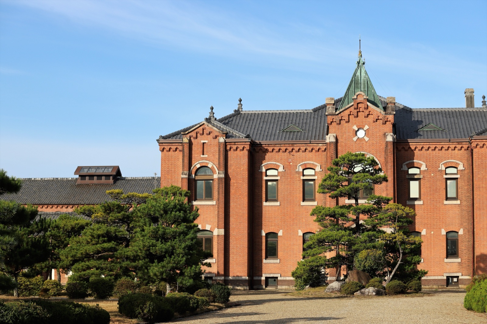 The Meiji-era red-brick main building of the former Nara Prison with its domed turret