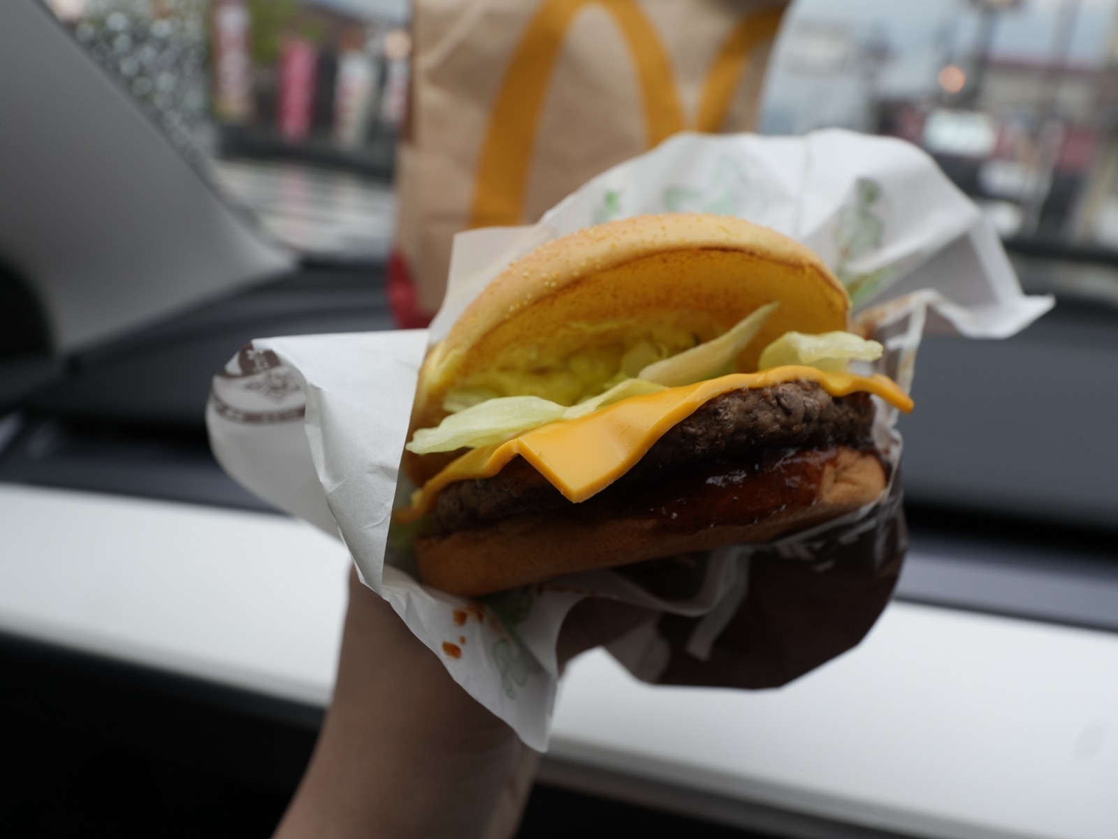 Close-up of McDonald's tartar demi thick beef Pokemon burger