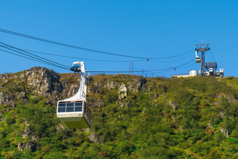 The Nasu Ropeway climbing the active Mt Chausu volcano, Nasu Highlands, Tochigi