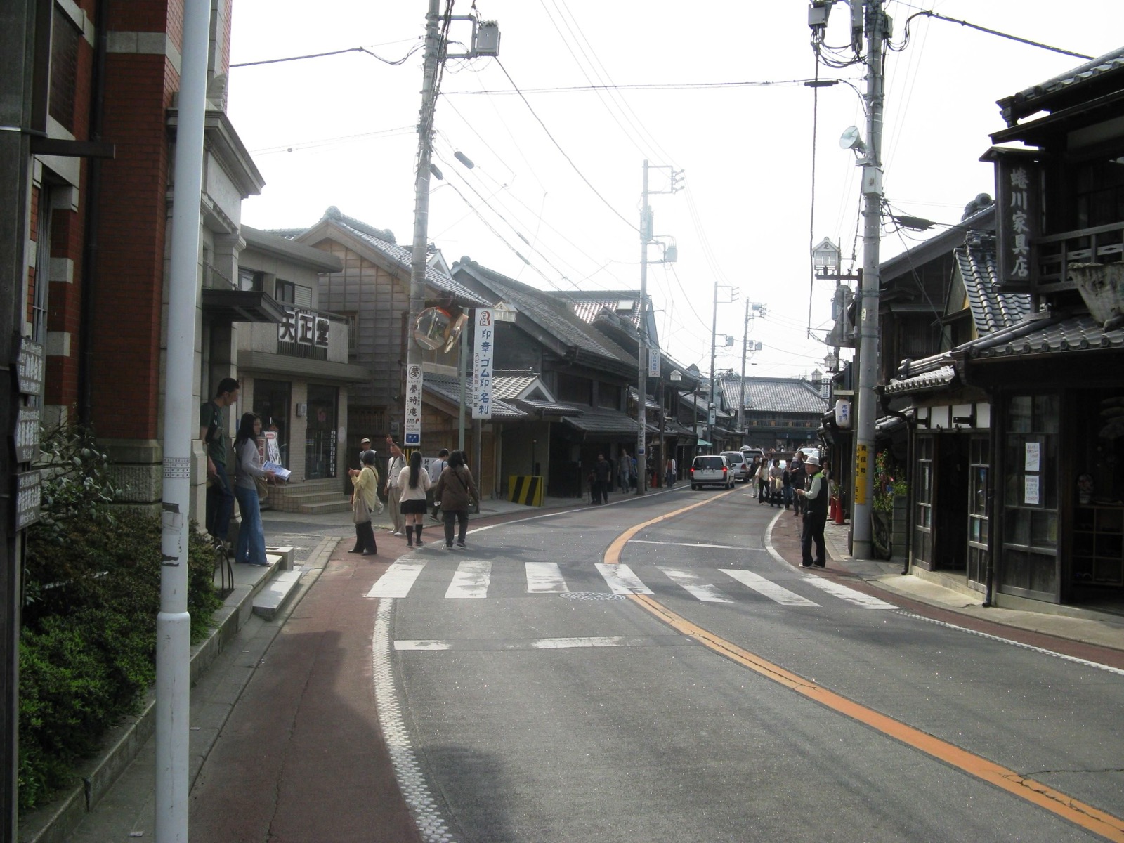 A street of dark-timbered Edo and Meiji-era merchant houses and warehouses in the Sawara historic preservation district, Katori, Chiba