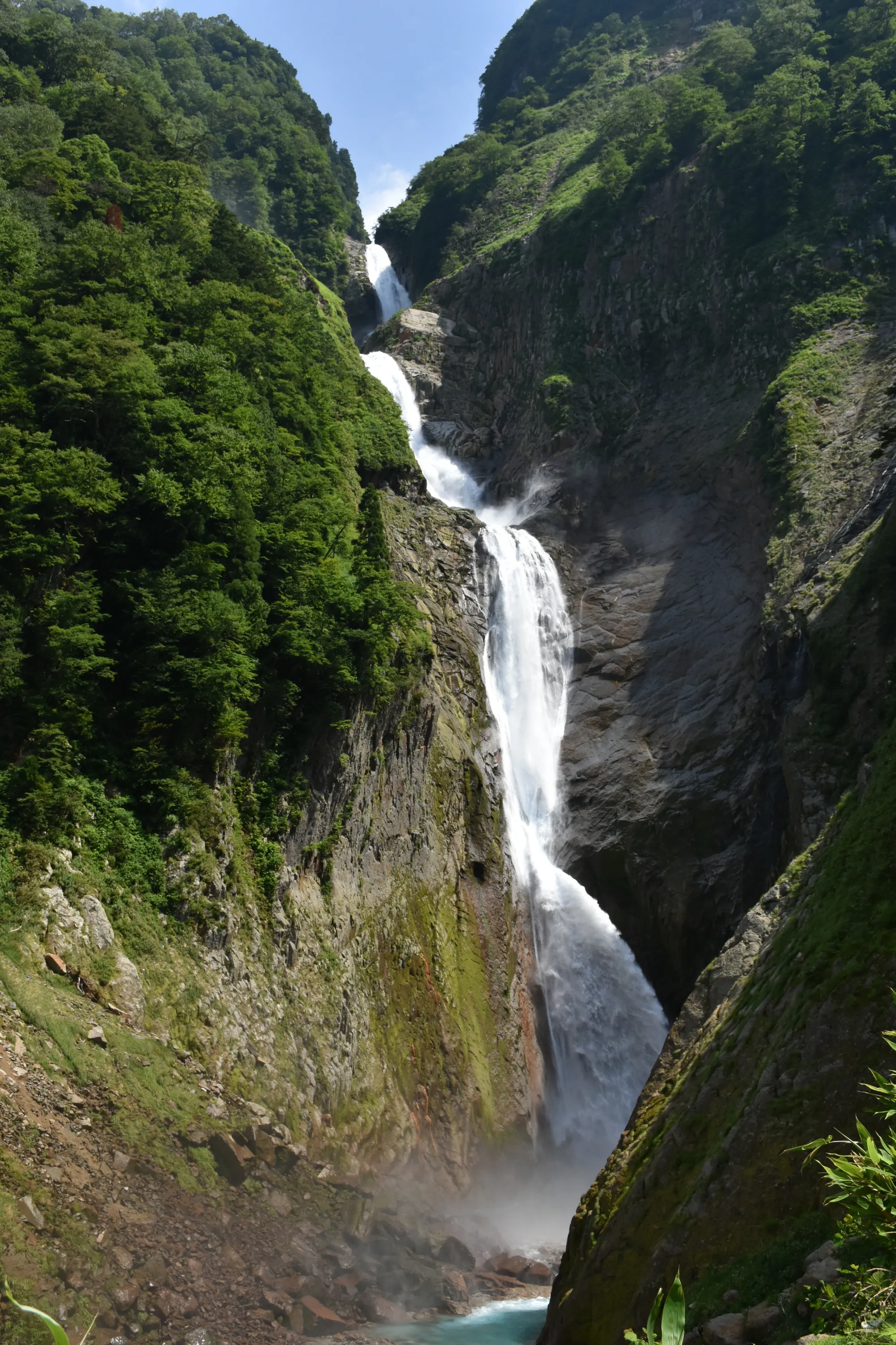 Shomyo Falls dropping 350 metres in four stages down a cliff at the mouth of the Tateyama mountains, Toyama