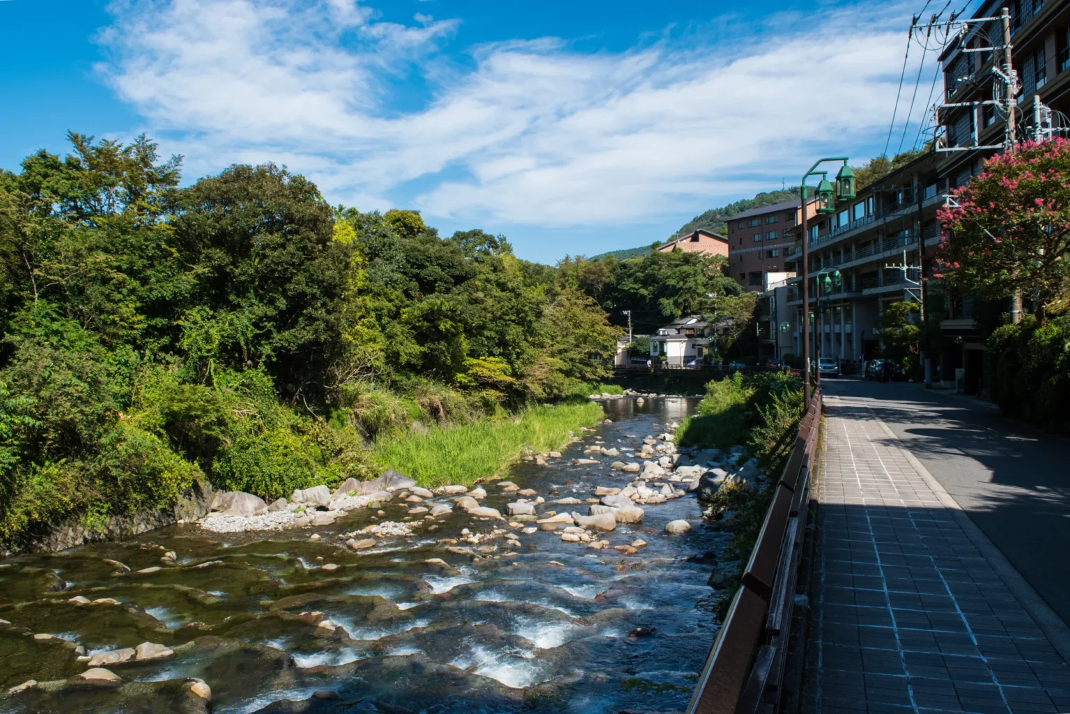 The Sukumo River running past inns in Hakone-Yumoto onsen town