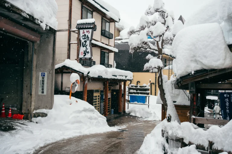 A snowy lane in Nozawa Onsen